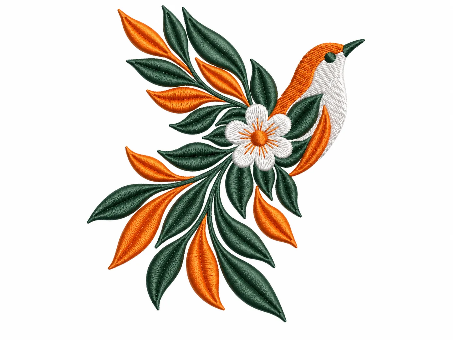Floral Sparrow Embroidery Design