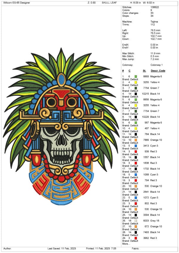 SKULL LEAF Embroidery