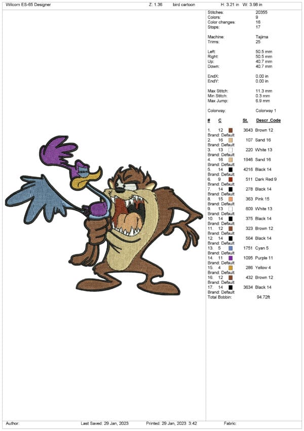 bird cartoon Embroidery