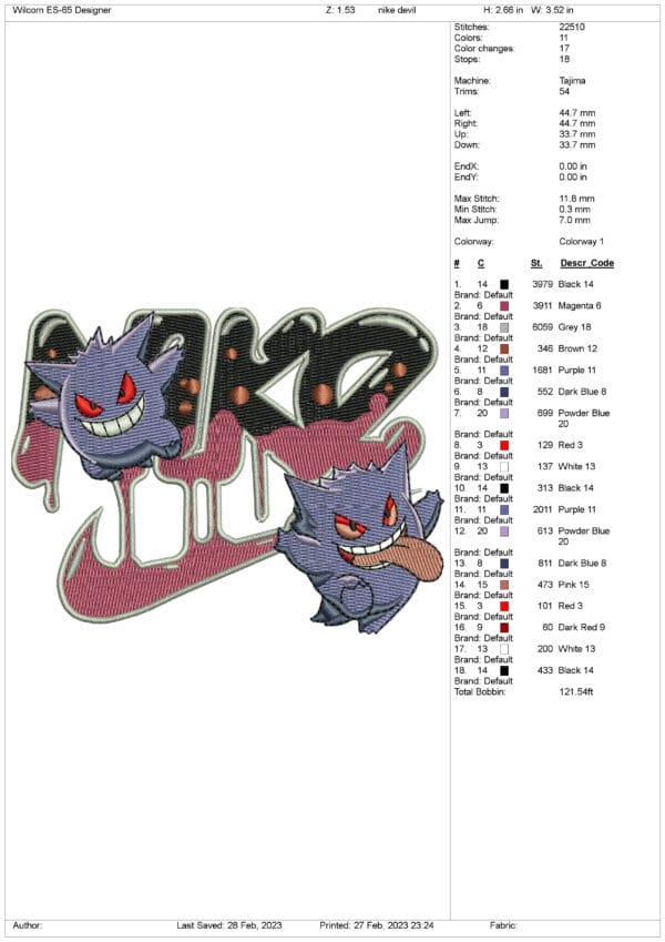 Nike Devil embroidery design