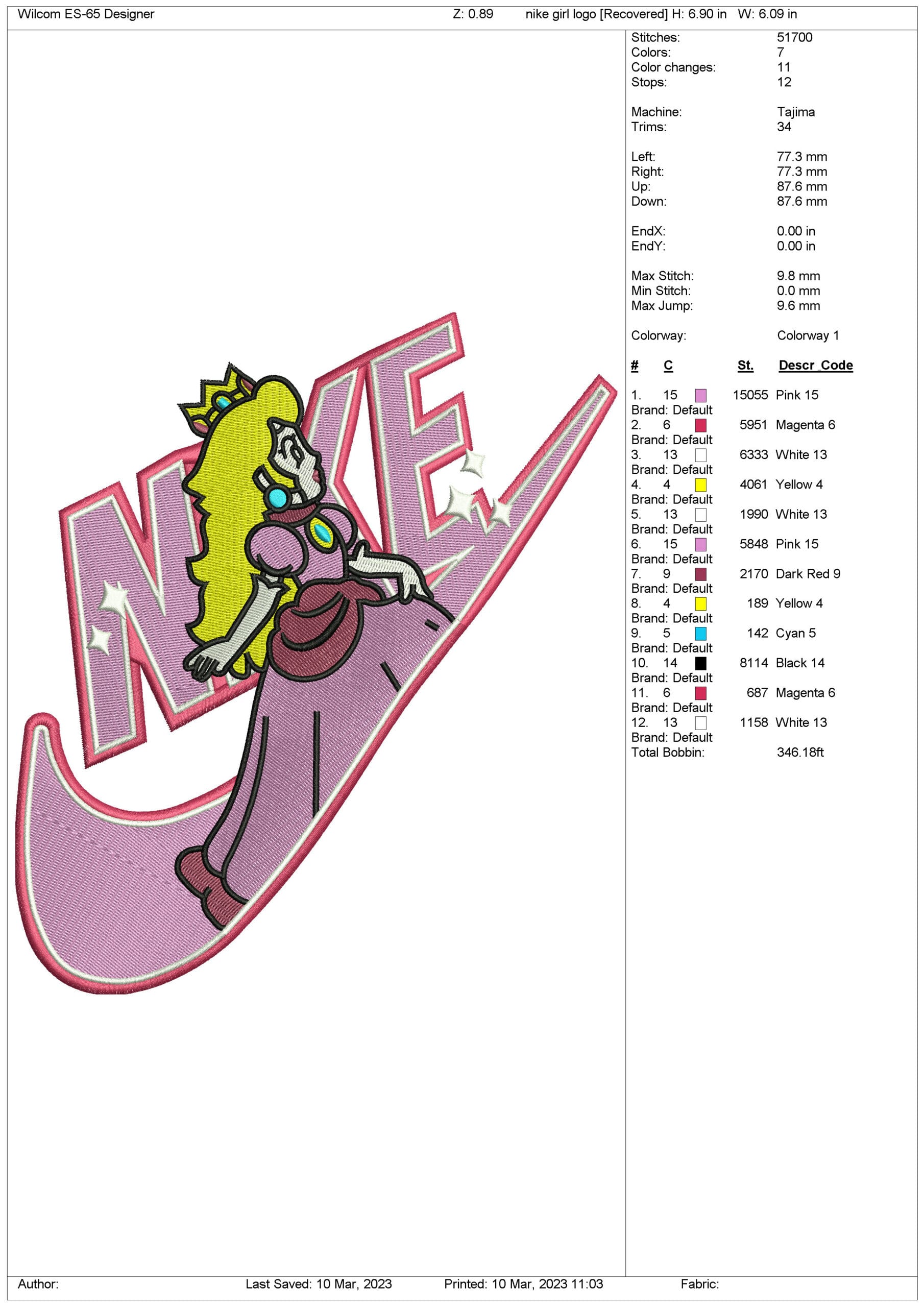 Nike girl embroidery logo