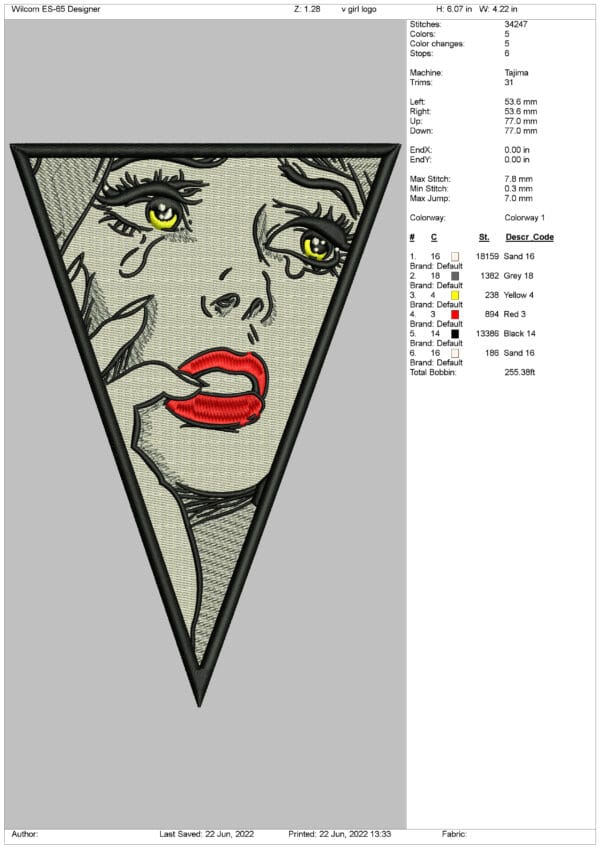 v girl logo Embroidery