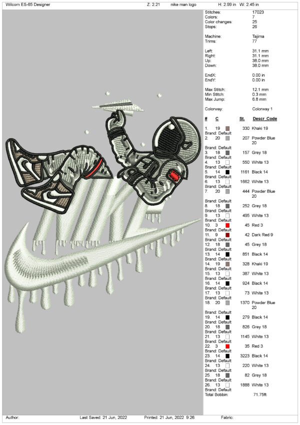 Nike astronaut Embroidery Design