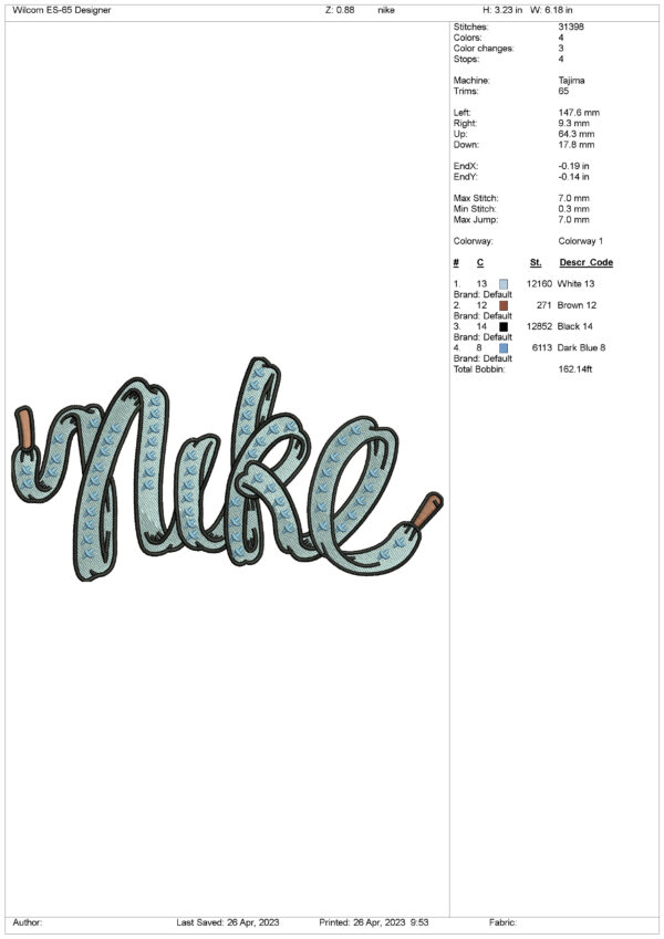 Nike laces Embroidery Design