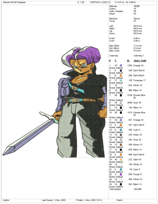 Dragon Ball Props Embroidery Design