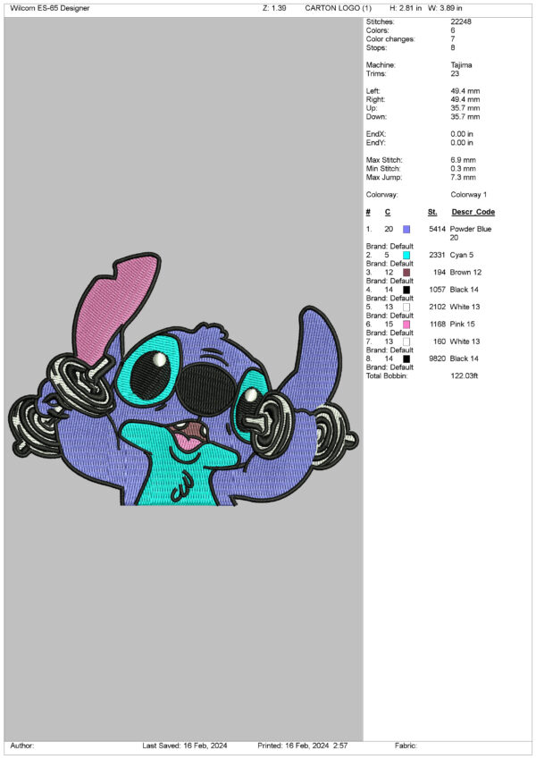 Lilo Cartoon Embroidery Design