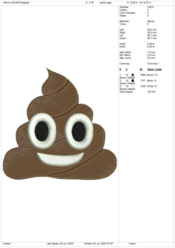 Poop Embroidery Design